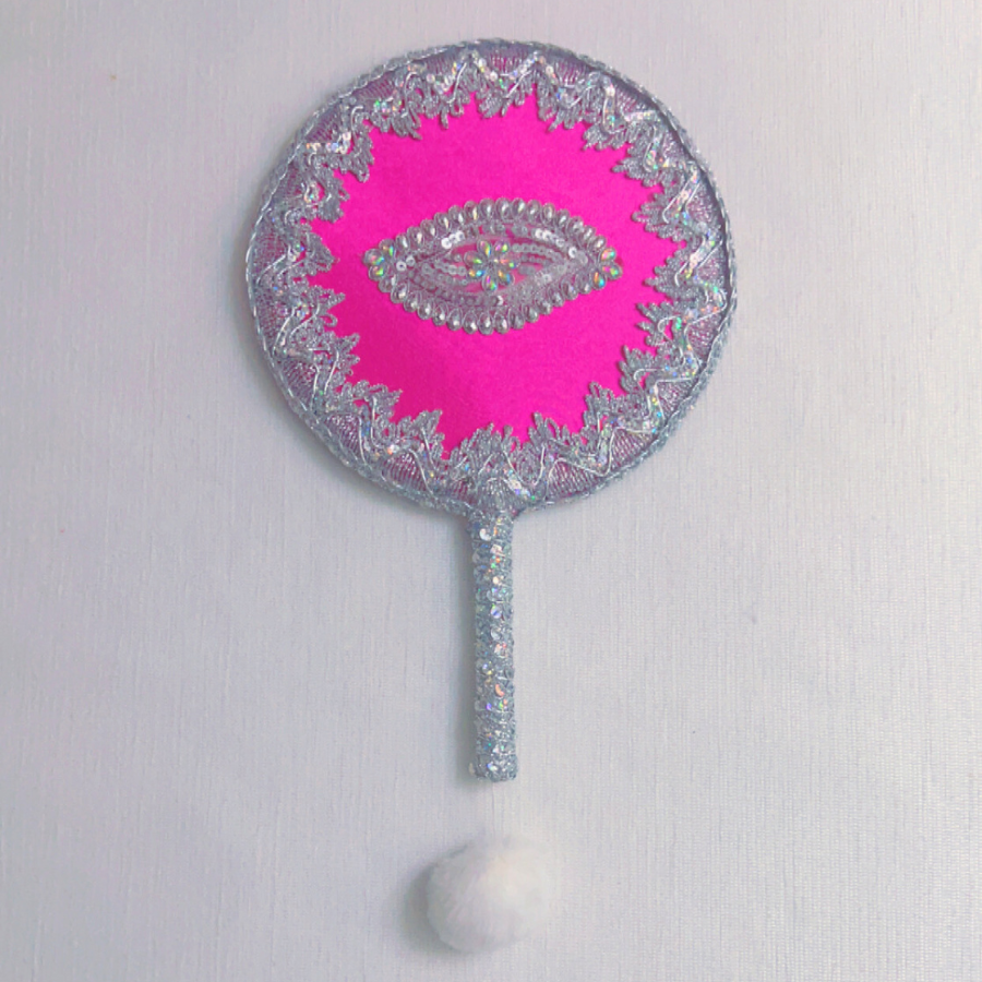 éventail sans plume rose vif